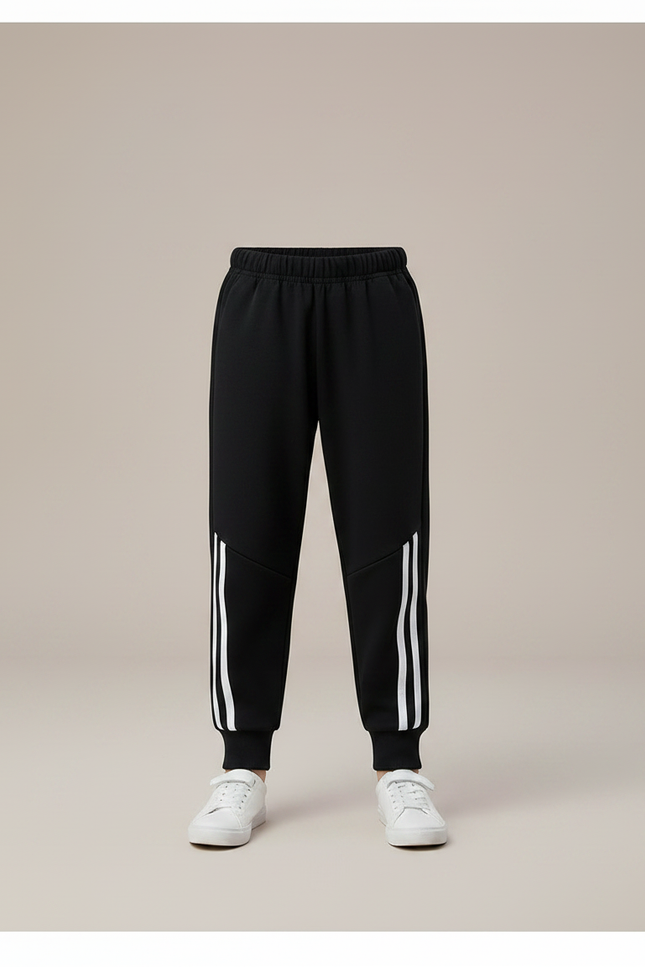 Pantalon Parachute Sportif Rayures Blanches Garçon Hiver - Gris Molleton - vue 3