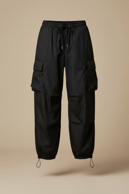 Pantalon Parachute Femme Noir Cargo - Polyester - vue 3