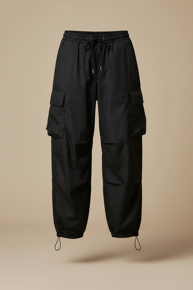Pantalon Parachute Femme Noir Cargo - Polyester - vue 3
