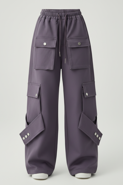 Pantalon Parachute Violet Cargo Ample Décontracté Fille - Polyester - vue 3