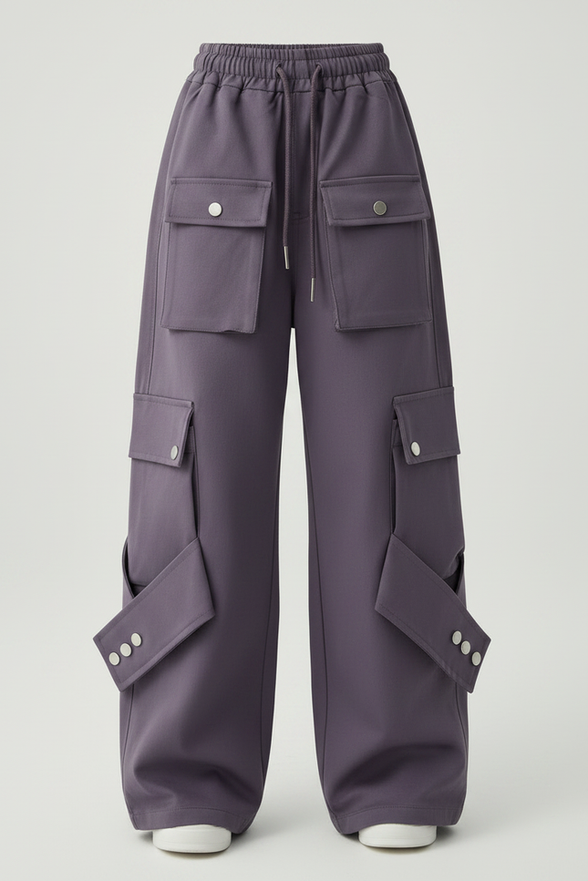 Pantalon Parachute Violet Cargo Ample Décontracté Fille - Polyester - vue 3
