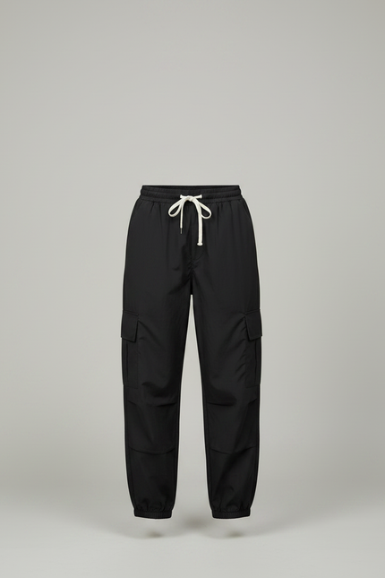 Pantalon Parachute Femme Noir Cargo Nylon Streetwear - Polyester - vue 3