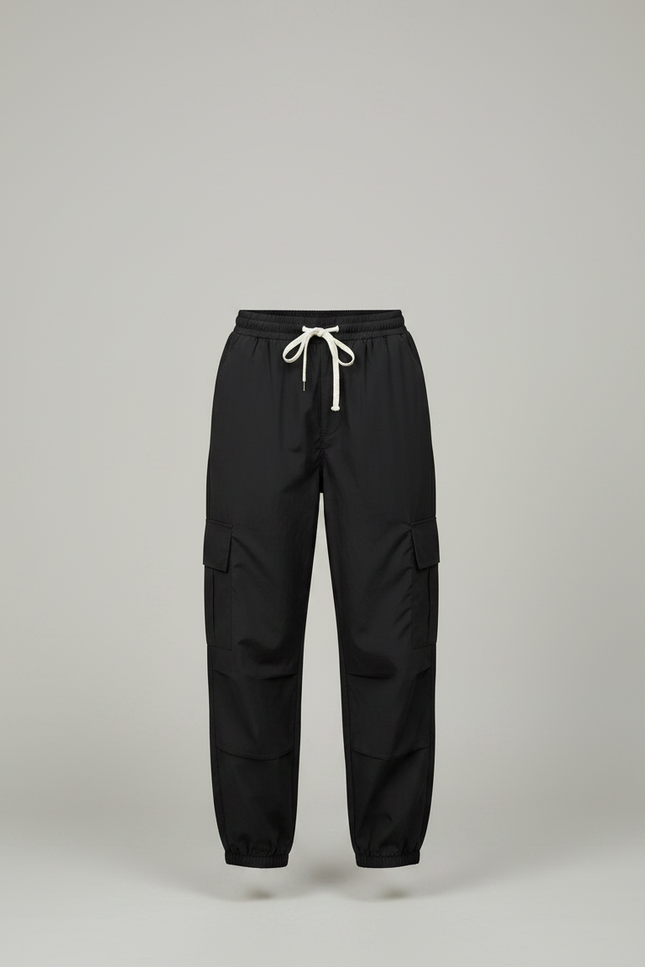 Pantalon Parachute Femme Noir Cargo Nylon Streetwear - Polyester - vue 3