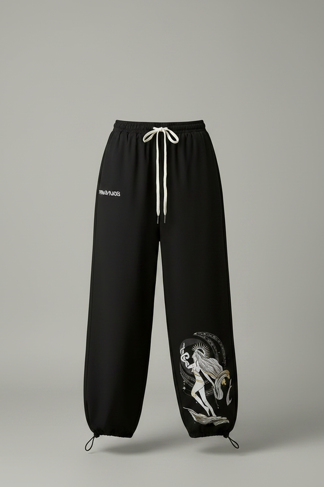 Pantalon Parachute Noir Ample Imprimé Sirène Femme - Polyester - vue 3