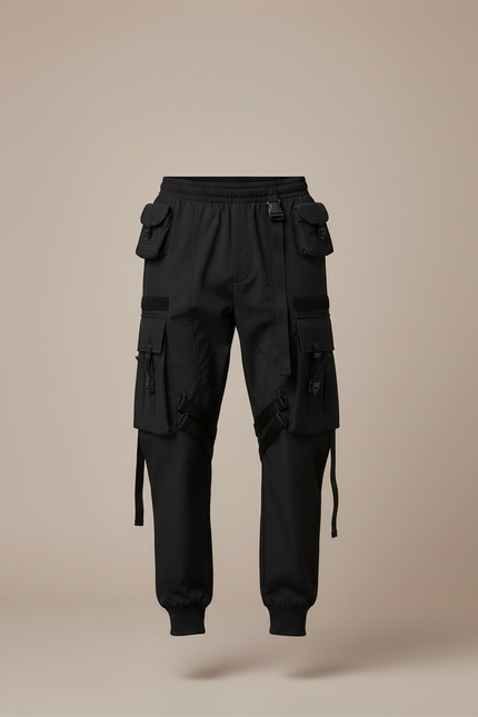 Pantalon Parachute Noir Cargo Homme Techwear - Polyester - vue 3