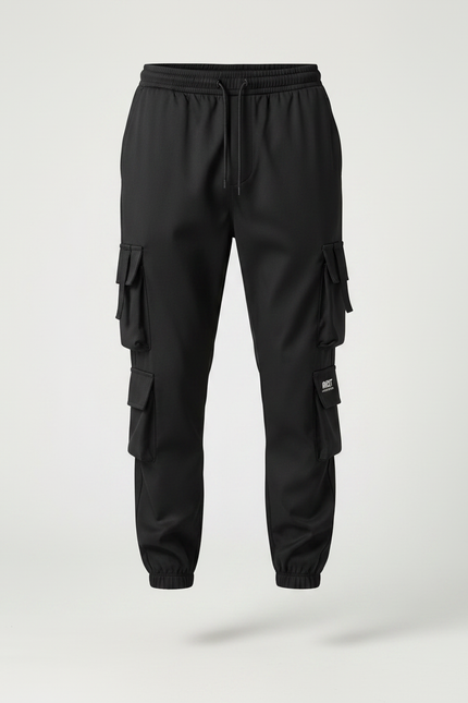 Pantalon Parachute Noir Cargo Multipoches Homme Jogger - Polyester - vue 3