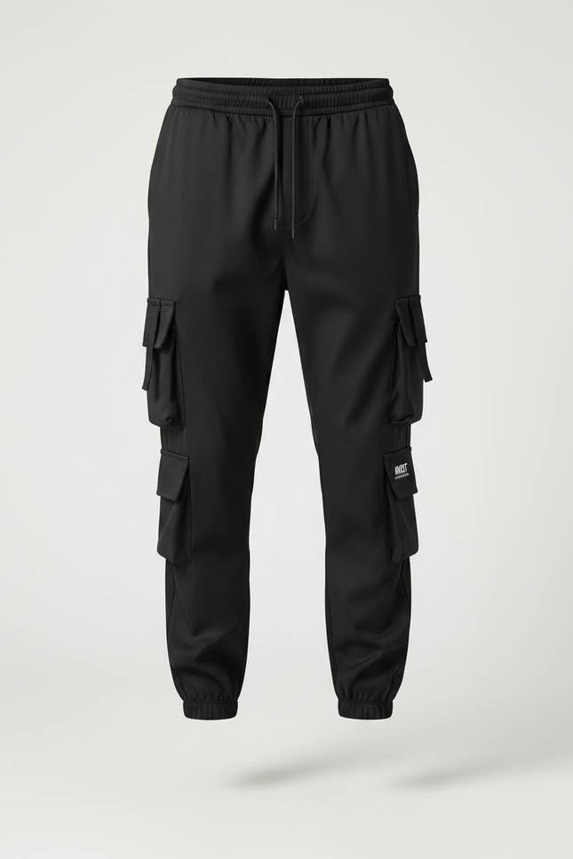 Pantalon Parachute Noir Cargo Multipoches Homme Jogger - Polyester - vue 3