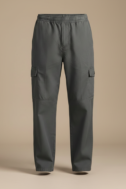 Pantalon Parachute Gris Ample Coton Cargo Homme Décontracté - vue 3