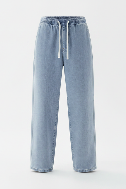 Pantalon Parachute Jean Ample Décontracté Bleu Clair Homme - vue 3
