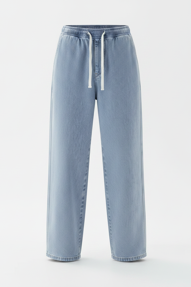 Pantalon Parachute Jean Ample Décontracté Bleu Clair Homme - vue 3