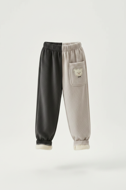 Pantalon Parachute Bicolore Velours Côtelé Ours Doublé Enfant - Multicolore Cordé - vue 3