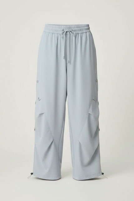 Pantalon Parachute Bleu Ciel Ample Léger Cargo - Polyester - vue 3
