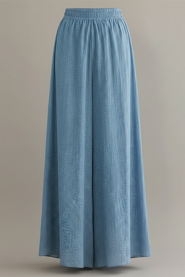 Pantalon Parachute Bleu Lin Ample Décontracté Femme - vue 3
