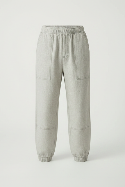 Pantalon Parachute Gris Clair Ample Coton Enfant - vue 3