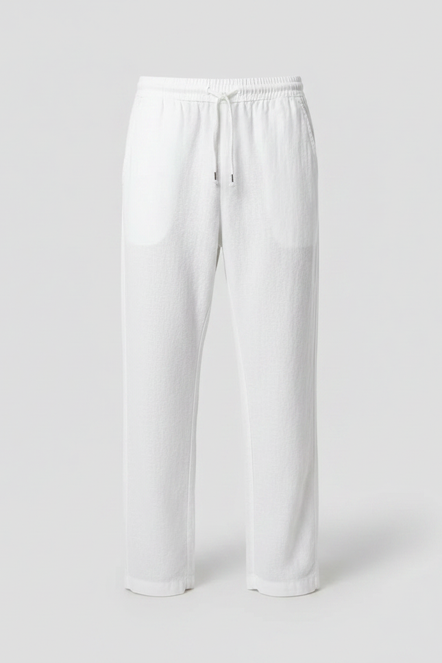 Pantalon Parachute Blanc Coton Lin Ample Sport Décontracté - vue 3