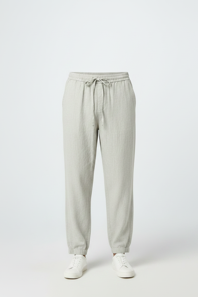 Pantalon Parachute Gris Clair Coton Lin Décontracté Homme - vue 3