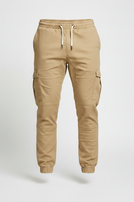 Pantalon Parachute Kaki Cargo Jogger Coton Homme - vue 3