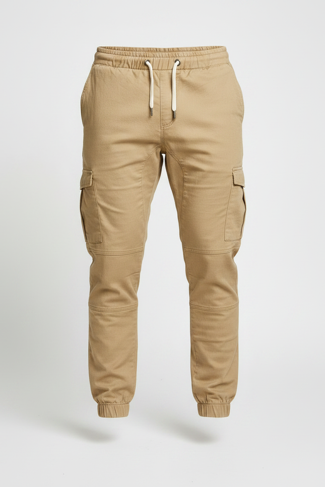 Pantalon Parachute Kaki Cargo Jogger Coton Homme - vue 3