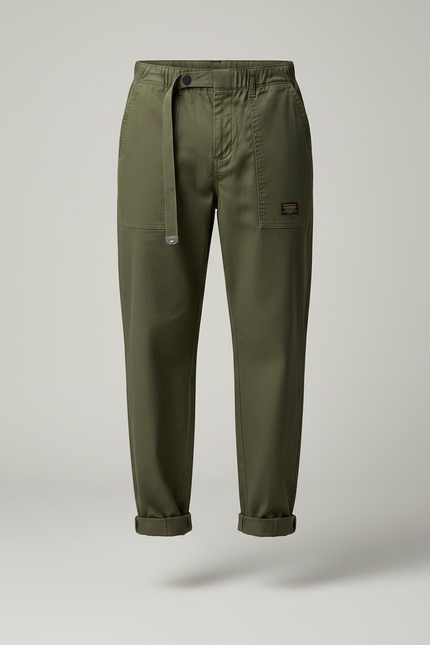 Pantalon Parachute Vert Armée Ample Coton Cargo Homme - Kaki - vue 3