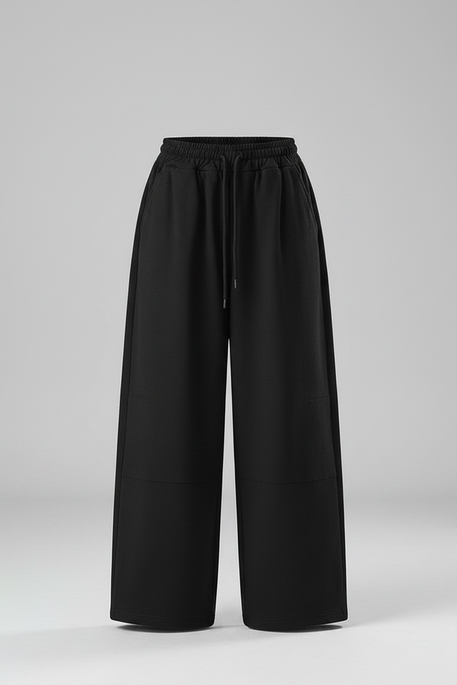 Pantalon Parachute Noir Ample Fluide Cordon Fille - Molleton - vue 3