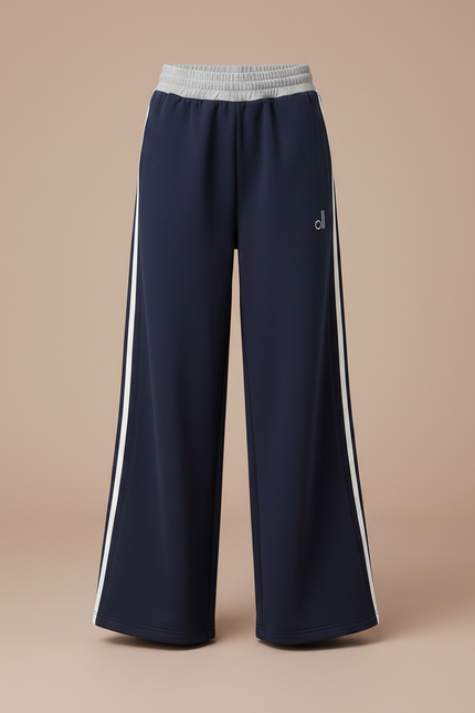 Pantalon Parachute Marine Rayures Blanches Ample Sport - Molleton - vue 3