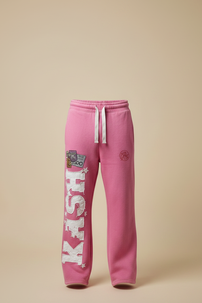Pantalon Parachute Rose Ample Molleton Imprimé Décontracté - vue 3