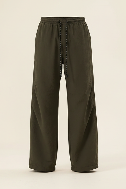 Pantalon Parachute Kaki Ample Cordon Décontracté Homme Large - Polyester - vue 3
