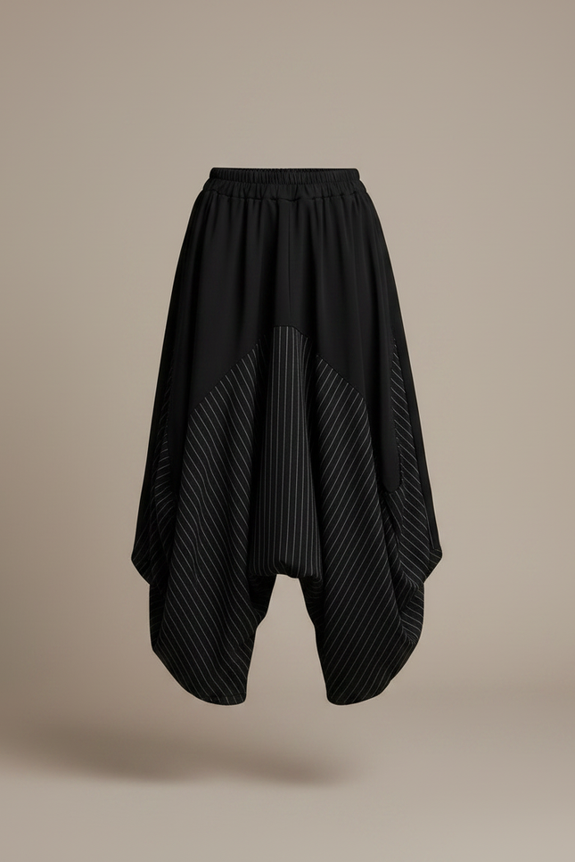 Pantalon Parachute Noir Rayé Ample Fille Décontracté - Polyester - vue 3