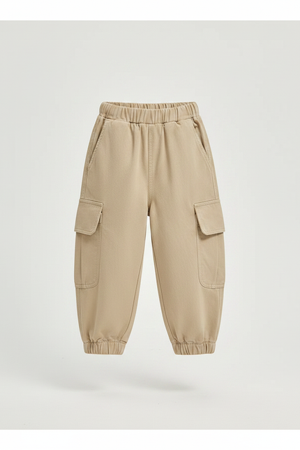 Pantalon Parachute Cargo Ample Beige Coton Enfant - vue 3