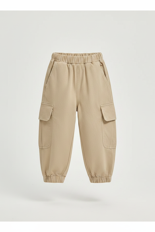 Pantalon Parachute Cargo Ample Beige Coton Enfant - vue 3