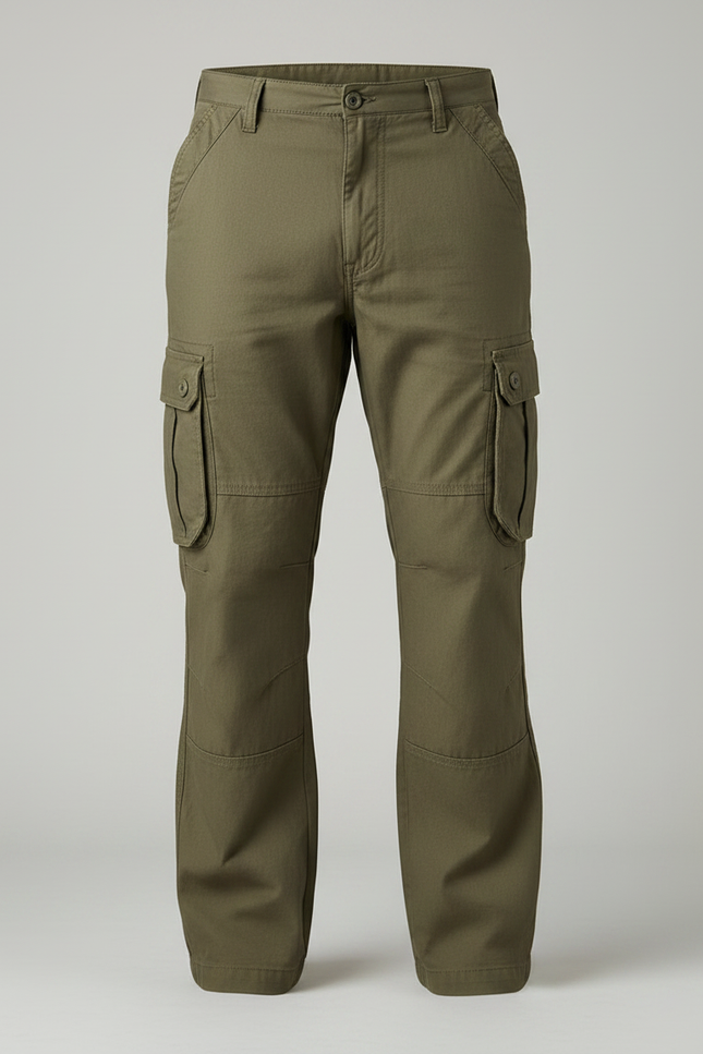 Pantalon Parachute Kaki Ample Coton Multi-Poches Homme - vue 3