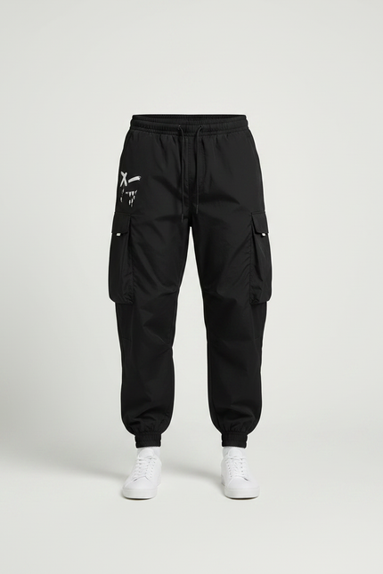 Pantalon Parachute Homme Noir Cargo - Polyester - vue 3