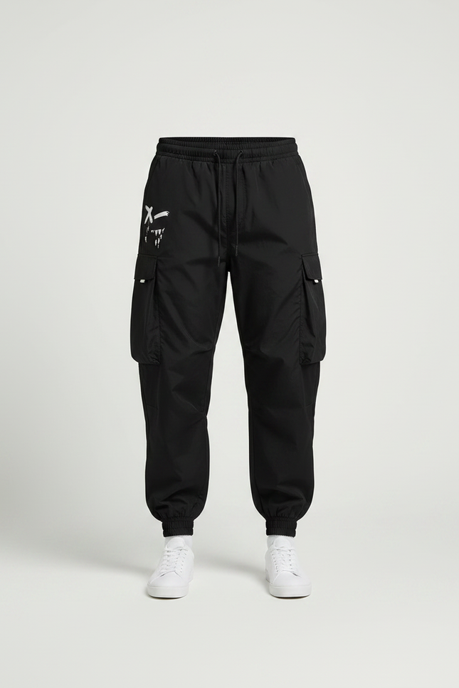 Pantalon Parachute Homme Noir Cargo - Polyester - vue 3
