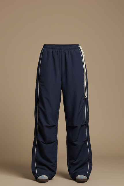 Pantalon Parachute Bleu Marine Ample Décontracté Fluide - Polyester - vue 3