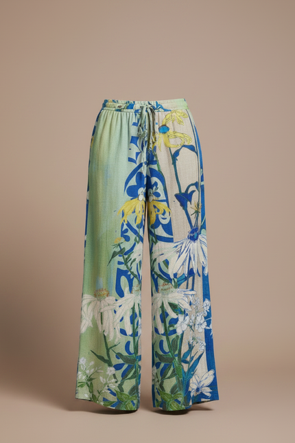 Pantalon Parachute Fluide Imprimé Floral Ample Estival - Multicolore Lin - vue 3