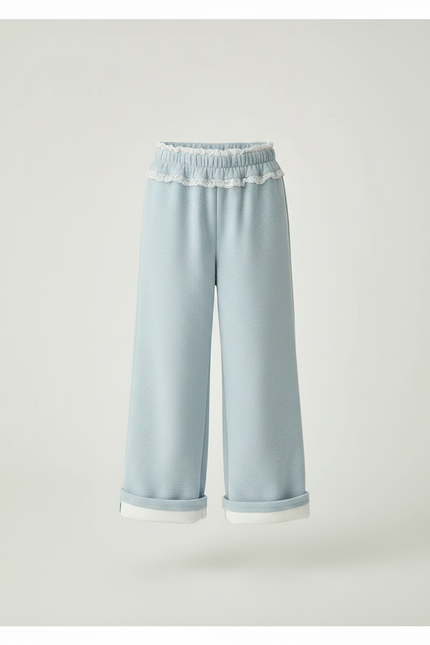 Pantalon Parachute Bleu Clair Ample Molletonné Fille - vue 3