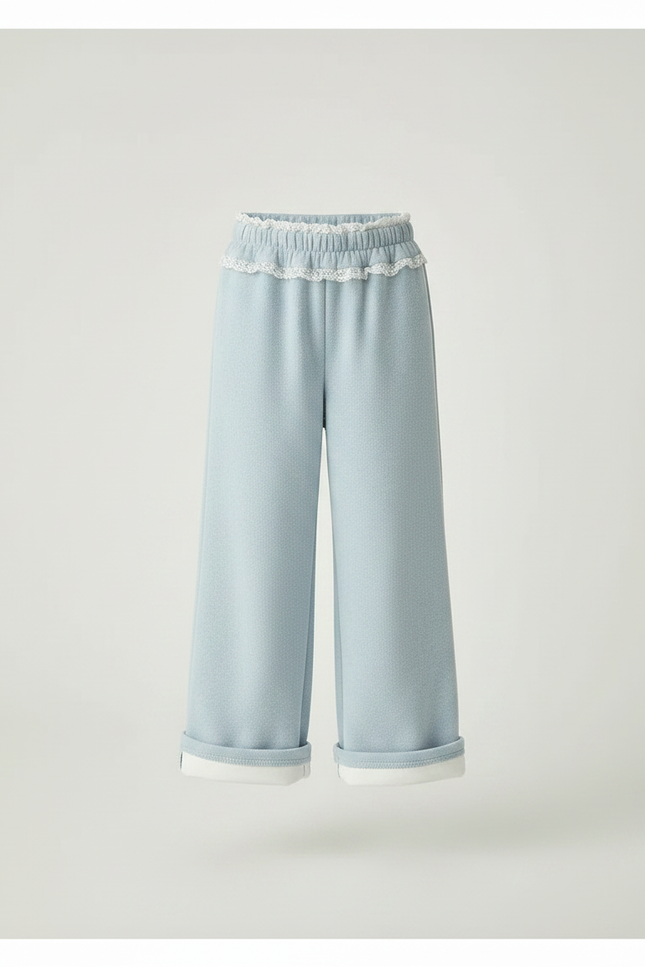Pantalon Parachute Bleu Clair Ample Molletonné Fille - vue 3