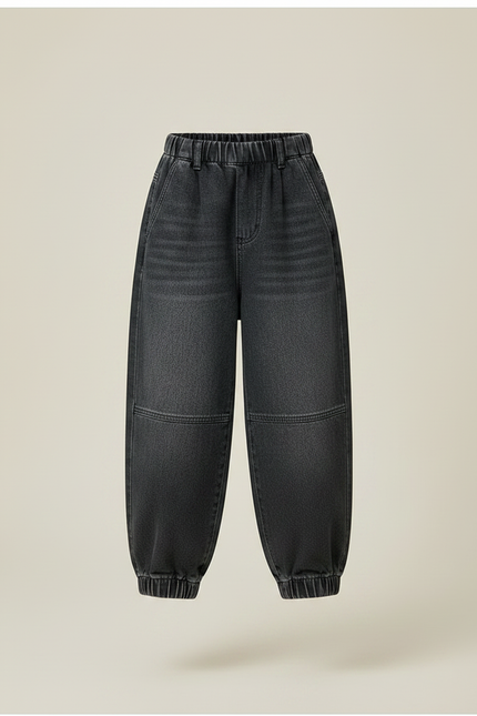 Pantalon Parachute Noir Ample Denim Enfant - Jean - vue 3