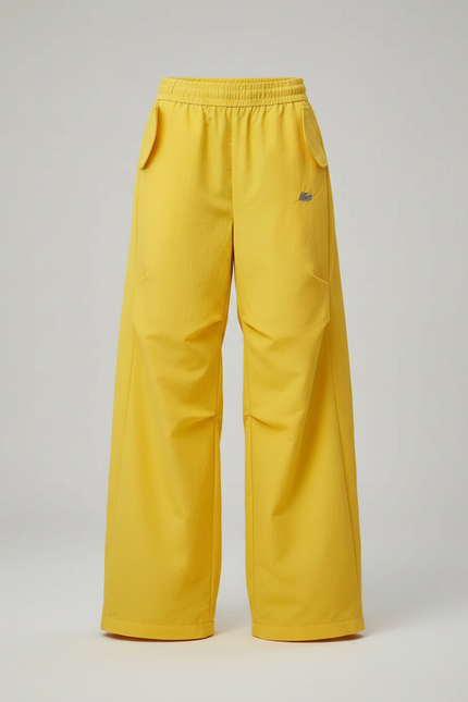Pantalon Parachute Jaune Ample Fluide Décontracté - Polyester - vue 3