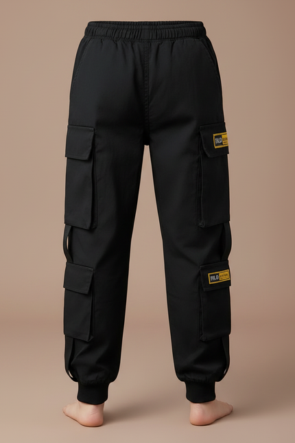 Pantalon Parachute Noir Ample Cargo Garçon - Polyester - vue 3