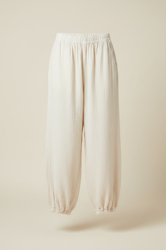 Pantalon Parachute Crème Ample Coton Enfant Bouffant - Beige - vue 3
