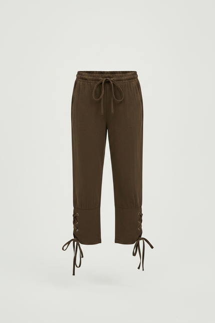 Pantalon Parachute Kaki Coton Ample Lacets Enfant - vue 3