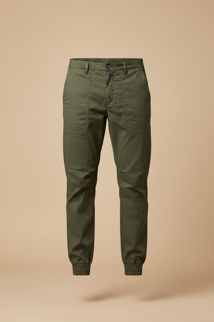 Pantalon Parachute Vert Kaki Cargo Coton Jogger Homme - vue 3
