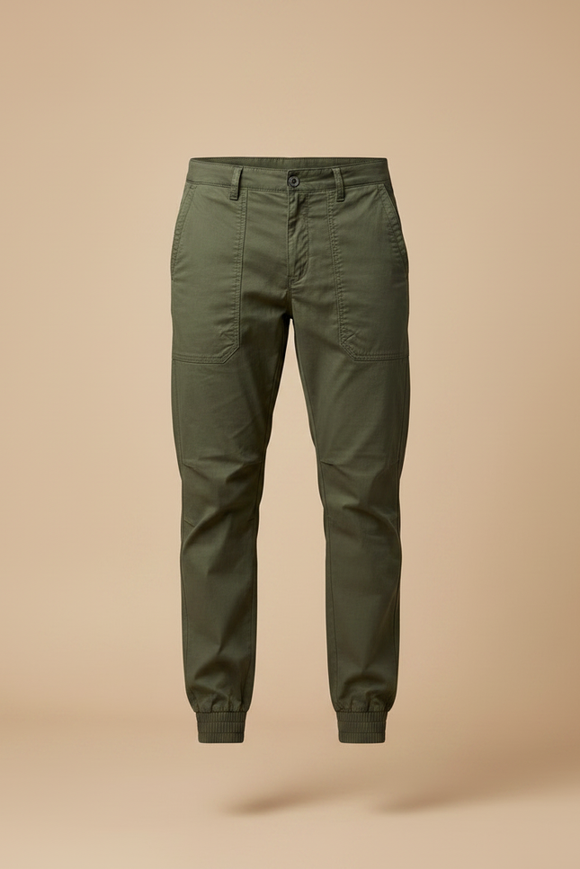 Pantalon Parachute Vert Kaki Cargo Coton Jogger Homme - vue 3