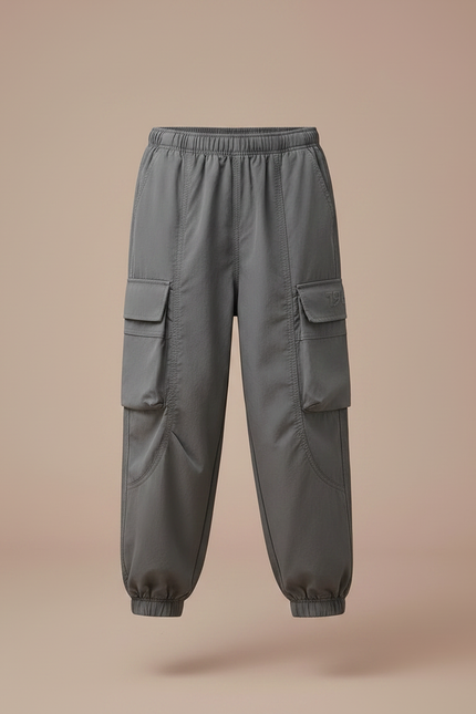 Pantalon Parachute Gris Ample Cargo Garçon Décontracté - Polyester - vue 3