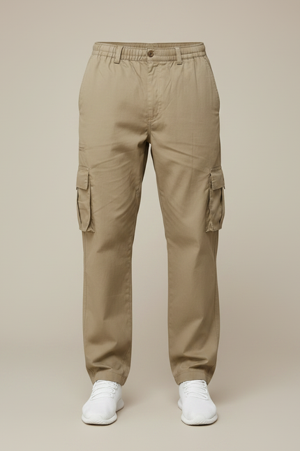 Pantalon Parachute Kaki Ample Coton Cargo Homme - vue 3