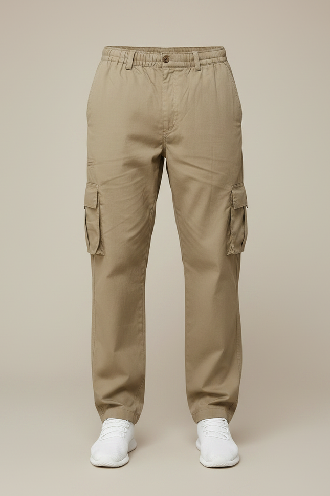 Pantalon Parachute Kaki Ample Coton Cargo Homme - vue 3