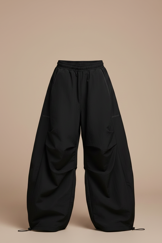 Pantalon Parachute Noir Ample Garçon Décontracté - Polyester - vue 3