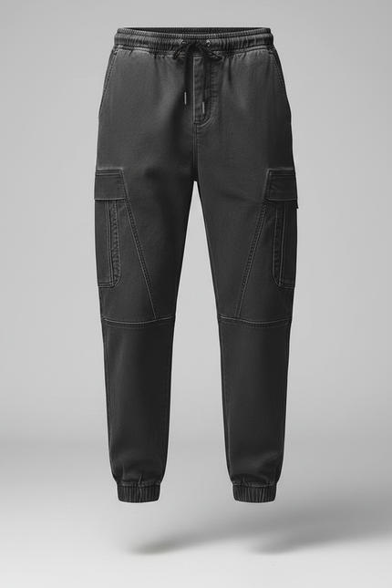 Pantalon Parachute Cargo Noir Homme Ample Décontracté - Toile - vue 3