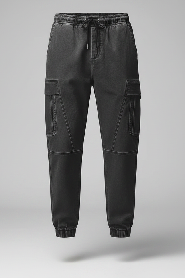 Pantalon Parachute Cargo Noir Homme Ample Décontracté - Toile - vue 3
